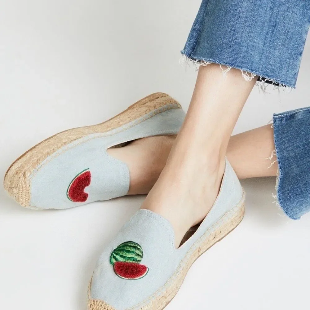 Soludos Chambray Watermelon Smoking Slippers Espadrille Size 9